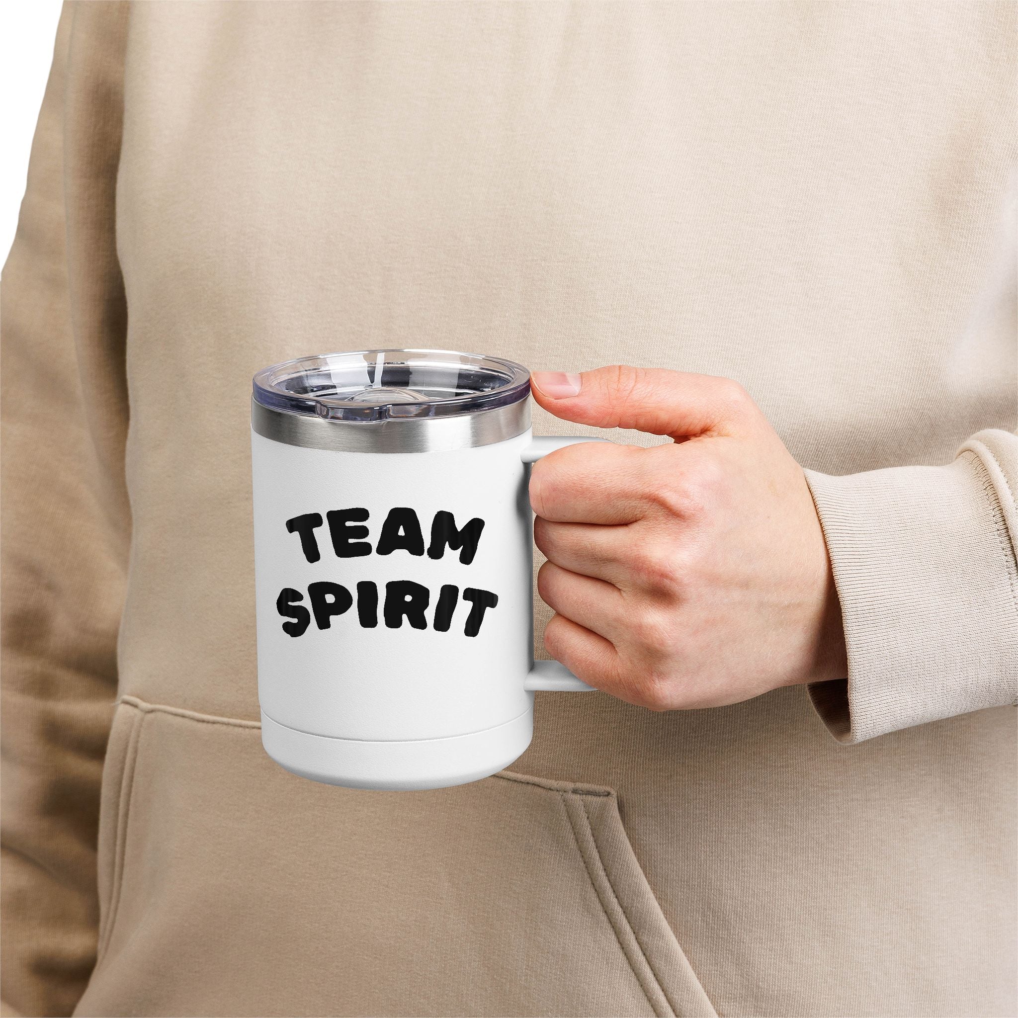 Team Spirit 15oz Travel Mug – Insulated Coffee Tumbler